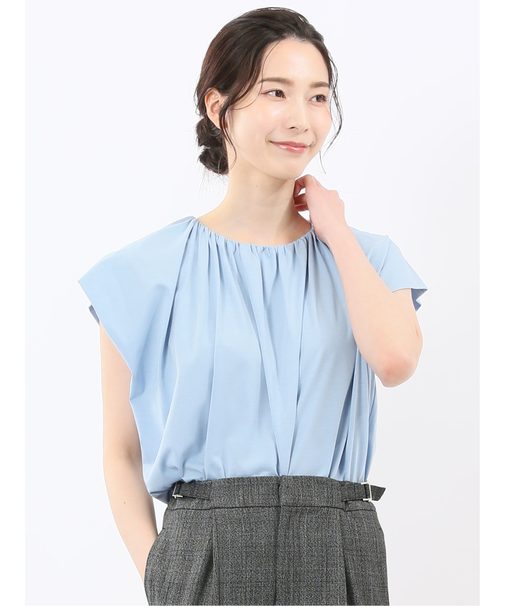 ギャザーネック 半袖プルオーバー