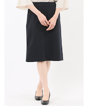 ストレッチウォッシャブル ダブルクロス Aラインスカート 紺(セットアップ可能)