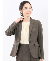 ストレッチウォッシャブル シャーク 1ボタンジャケット こげ茶(セットアップ可能)