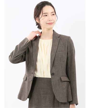ストレッチウォッシャブル シャーク 1ボタンジャケット こげ茶(セットアップ可能)