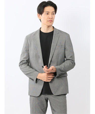 クロスストレッチ スリムフィット 2ボタンジャケット バーズアイグレー(セットアップ可能)