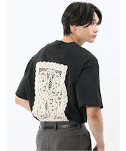 綿天竺 レース刺繍 クルーネック半袖Tシャツ