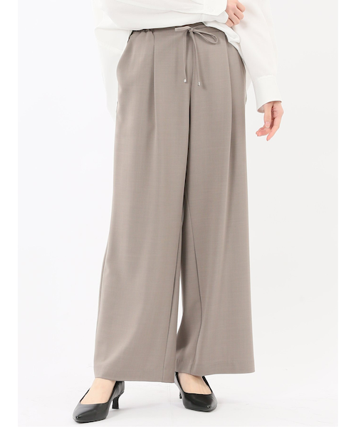 綿麻ライク セットアップ テーパードパンツ ベージュ｜エムエフ