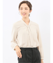 ボウタイ 長袖プルオーバーブラウス