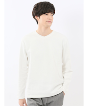 千鳥ジャガード クルーネック長袖Tシャツ