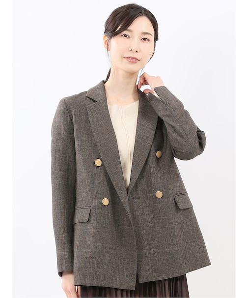 ストレッチウォッシャブル シャーク リラクシング ダブルジャケット こげ茶(セットアップ可能)