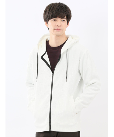 ふくれジャガード 長袖フルジップパーカー