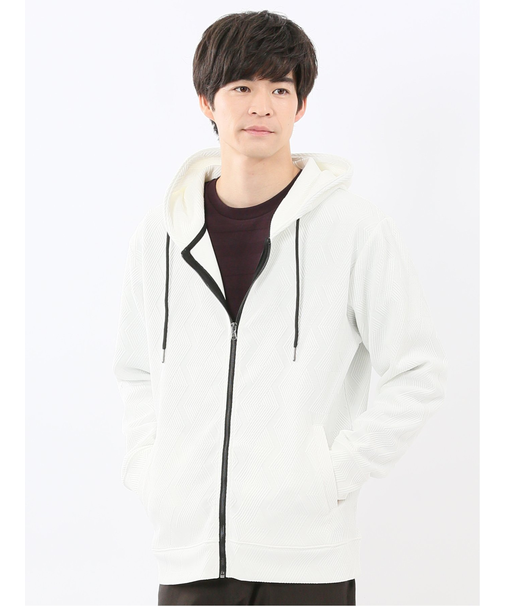 ふくれジャガード 長袖フルジップパーカー