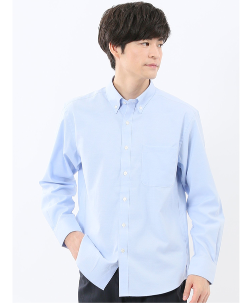 綿混オックス ボタンダウン 長袖シャツ