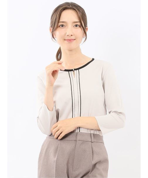綿スムス 配色 7分袖Tシャツ