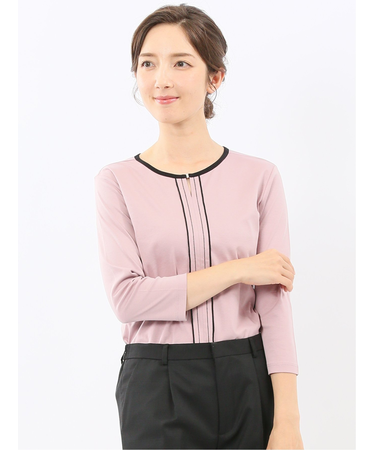 綿スムス 配色 7分袖Tシャツ