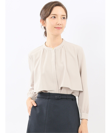 レイヤード風 比翼 長袖ブラウス