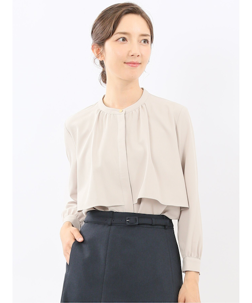 レイヤード風 比翼 長袖ブラウス