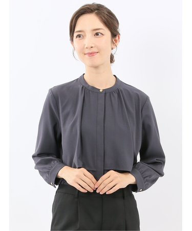 レイヤード風 比翼 長袖ブラウス