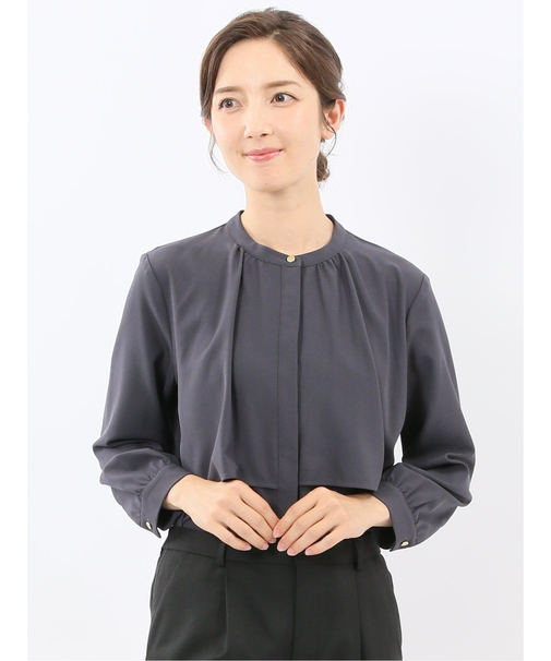 レイヤード風 比翼 長袖ブラウス