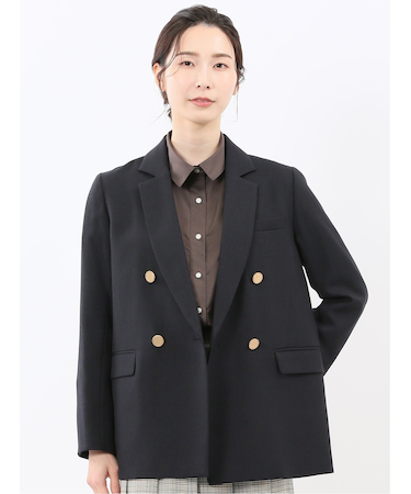 ストレッチウォッシャブル シャーク リラクシング ダブルジャケット 紺(セットアップ可能)