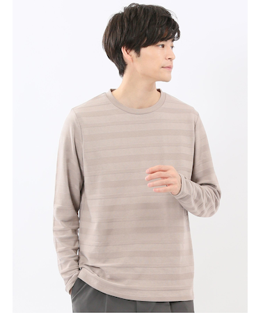 リンクスボーダージャガード クルーネック長袖Tシャツ