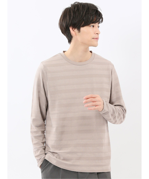 リンクスボーダージャガード クルーネック長袖Tシャツ