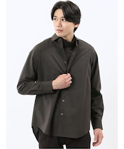 ウール混ストレッチ レギュラーカラー長袖シャツ
