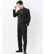 ウールナイロン レギュラーフィット 2ボタン2ピーススーツ 黒