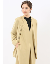 ストレッチウォッシャブル ウーリッシュ ノーカラージャケット(セットアップ可能)