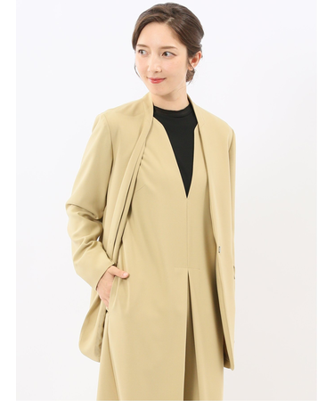 ストレッチウォッシャブル ウーリッシュ ノーカラージャケット(セットアップ可能)