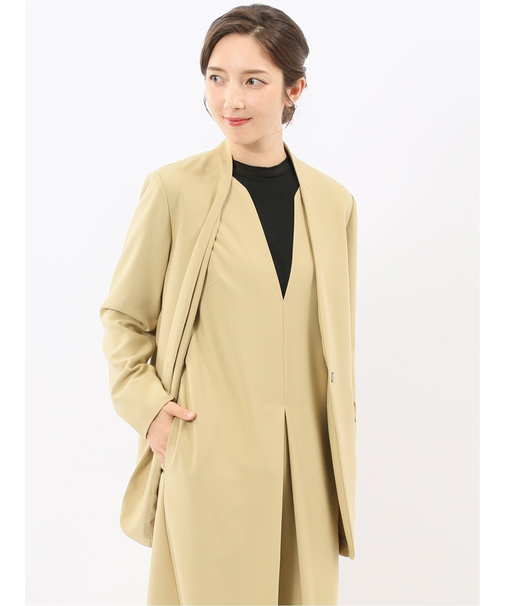 ストレッチウォッシャブル ウーリッシュ ノーカラージャケット(セットアップ可能)