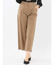 ストレッチ ボタン付き ワンタック ワイドパンツ