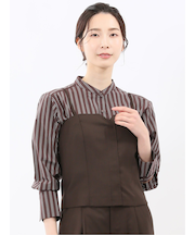 ウォッシャブル クリアツイル ビスチェ こげ茶(セットアップ可能)