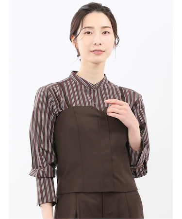 ウォッシャブル クリアツイル ビスチェ こげ茶(セットアップ可能)
