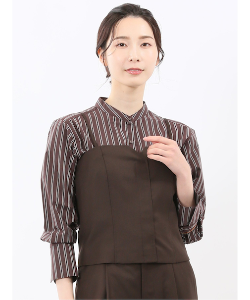 ウォッシャブル クリアツイル ビスチェ こげ茶(セットアップ可能)