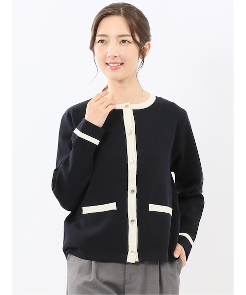 ウォッシャブル ミラノ配色 ニットジャケット｜エムエフエディトリアル