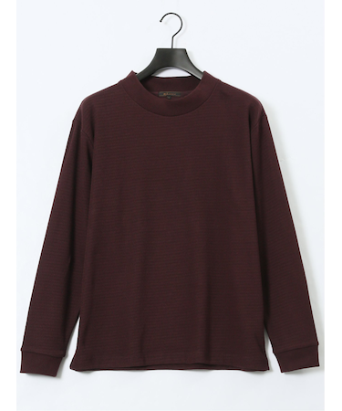 ウェーブジャガード モックネック長袖Tシャツ