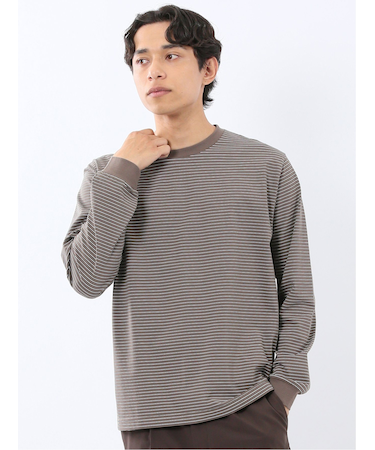 マルチボーダー クルーネック長袖Tシャツ