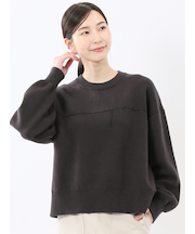 ロゴ刺繍 スエットライク ニットプルオーバー