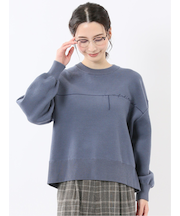 ロゴ刺繍 スエットライク ニットプルオーバー