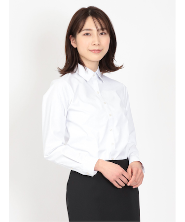 透け防止 形態安定 レギュラーカラー 長袖シャツ