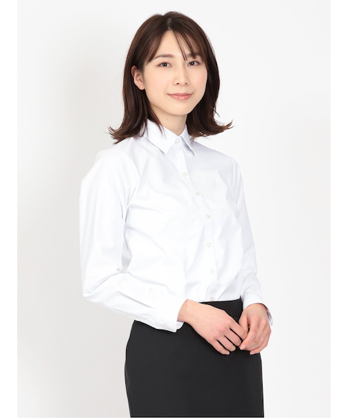 透け防止 形態安定 レギュラーカラー 長袖シャツ