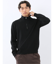 ウォッシャブル ブークレ ハーフジップニット