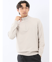 ウォッシャブル ブークレ ハーフジップニット