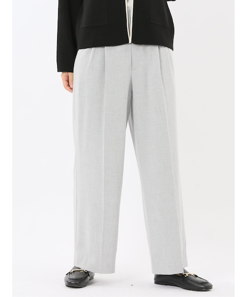 ストレッチ 両面起毛 ツータック ワイドパンツ