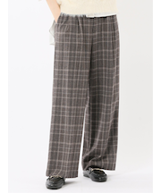 ストレッチ 両面起毛 ツータック ワイドパンツ