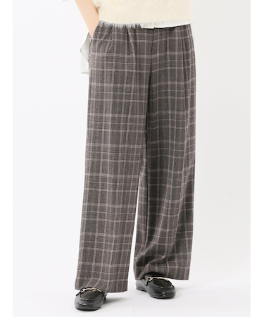 ストレッチ 両面起毛 ツータック ワイドパンツ