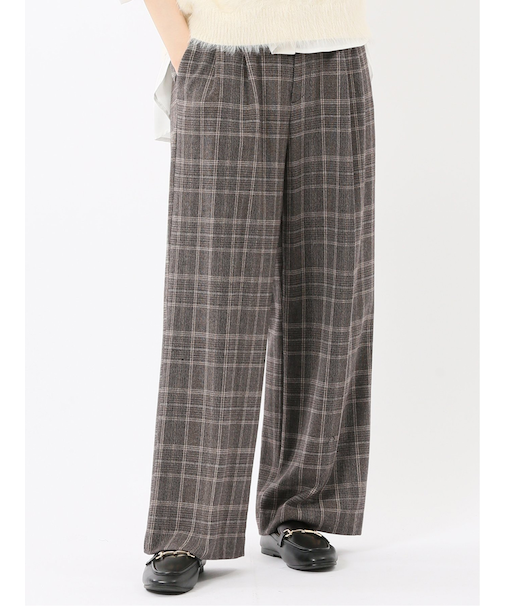 ストレッチ 両面起毛 ツータック ワイドパンツ