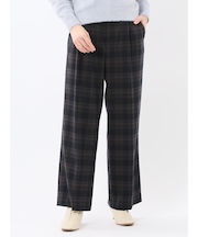 ストレッチ 両面起毛 ツータック ワイドパンツ