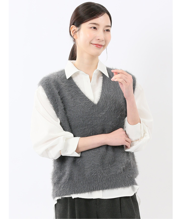ハンドウォッシャブル フェザー Vネック ニットベスト