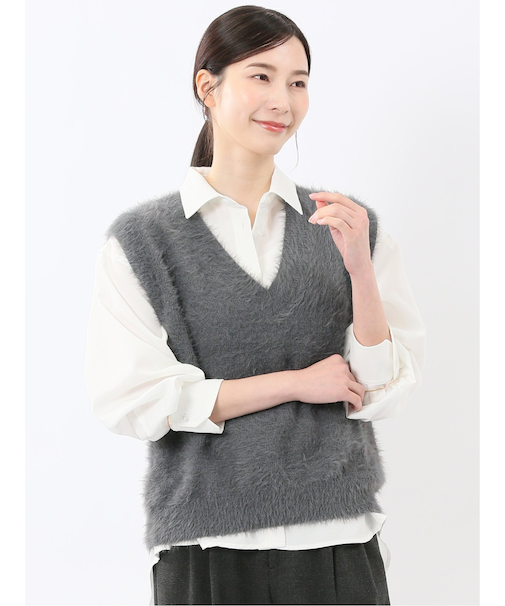 ハンドウォッシャブル フェザー Vネック ニットベスト