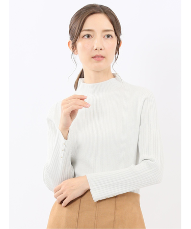 ハンドウォッシャブル ラメリブ ハイネック ニットプルオーバー