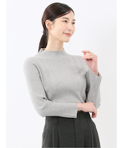 ハンドウォッシャブル ラメリブ ハイネック ニットプルオーバー