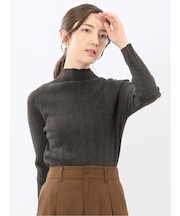 ハンドウォッシャブル ラメリブ ハイネック ニットプルオーバー